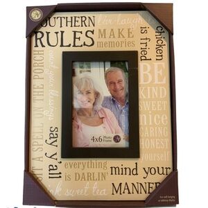 Photo Frame Southern Rules Phrases Farmhouse Country Theme Table Wall Decor 4x6